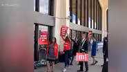 United Airlines flight attendants rally at Newark airport