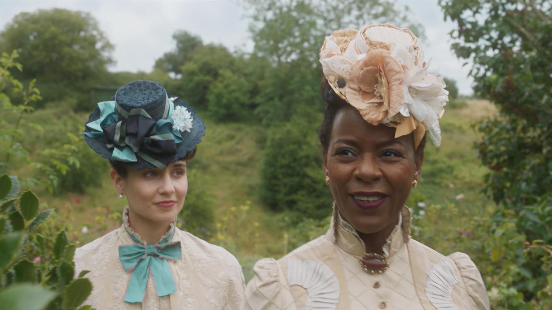 Ellen Parker Barrington meets with Frances Forsyte to discuss a charitable cause.