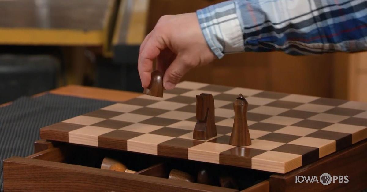 Unique Chess Set With Push to Open Drawer Made From Walnut 