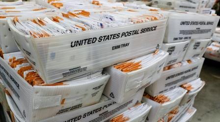 Video thumbnail: PBS NewsHour USPS political battle continues as DeJoy returns to Congress