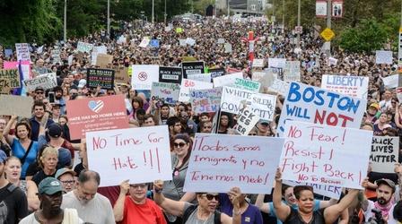 Video thumbnail: PBS NewsHour Counter-protesters dwarf far-right marchers at Boston rally