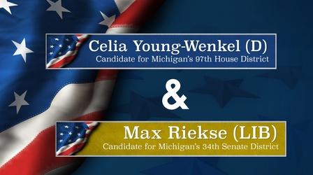 Video thumbnail: Meet the Candidates on CMU Public Television Meet the Candidates Young-Wenkel (D-97) and Riekse (LIB-34)