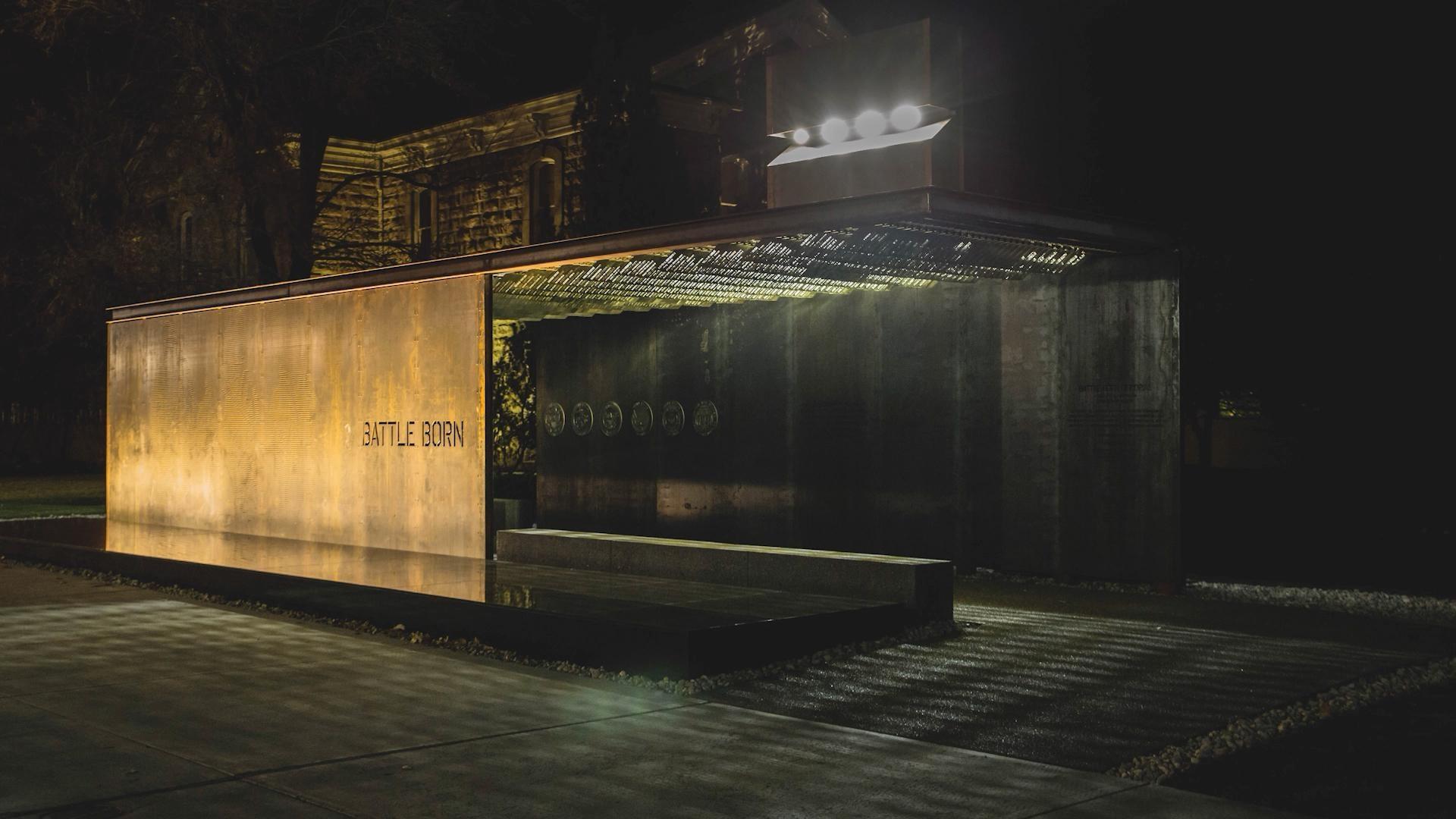 The artistic design of a historic memorial built on the Nevada State Capitol Grounds.
