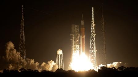 Video thumbnail: PBS NewsHour NASA's Artemis rocket lifts off for mission to the moon