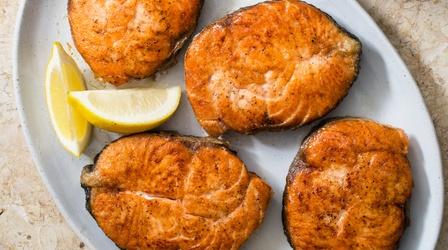 Video thumbnail: America's Test Kitchen Salmon Steaks Done Right