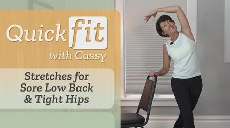 Video thumbnail: Quick Fit with Cassy Stretches for Sore Low Back & Tight Hips