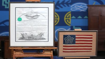 Video thumbnail: Antiques Roadshow Appraisal: Civil War Lincoln-Signed Commission &34-Star Flag