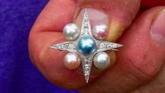 Appraisal: Diamond & Natural Pearl Pin, ca. 1920