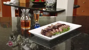 Steak with blueberry barbeque sauce