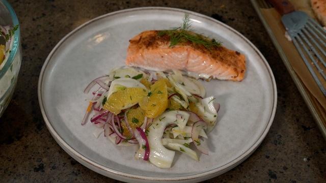 Salmon with Orange Fennel Slaw - Farm to Fork with Sharon Profis