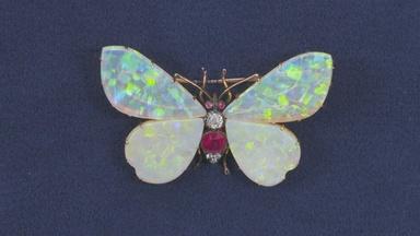 Appraisal: Opal, Diamond & Ruby Butterfly Brooch, ca. 1890