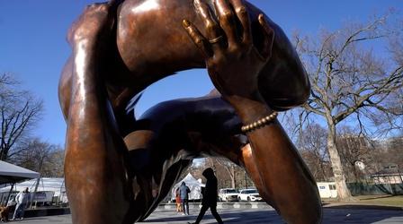 Video thumbnail: PBS NewsHour 'The Embrace' sculpture celebrates MLK's legacy in Boston