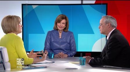 Video thumbnail: PBS NewsHour Trump’s overseas trip doesn’t stop storm brewing over Russia