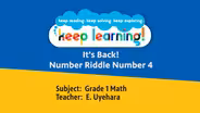 Grade 1 Math #13: It's back, number riddle number 4.