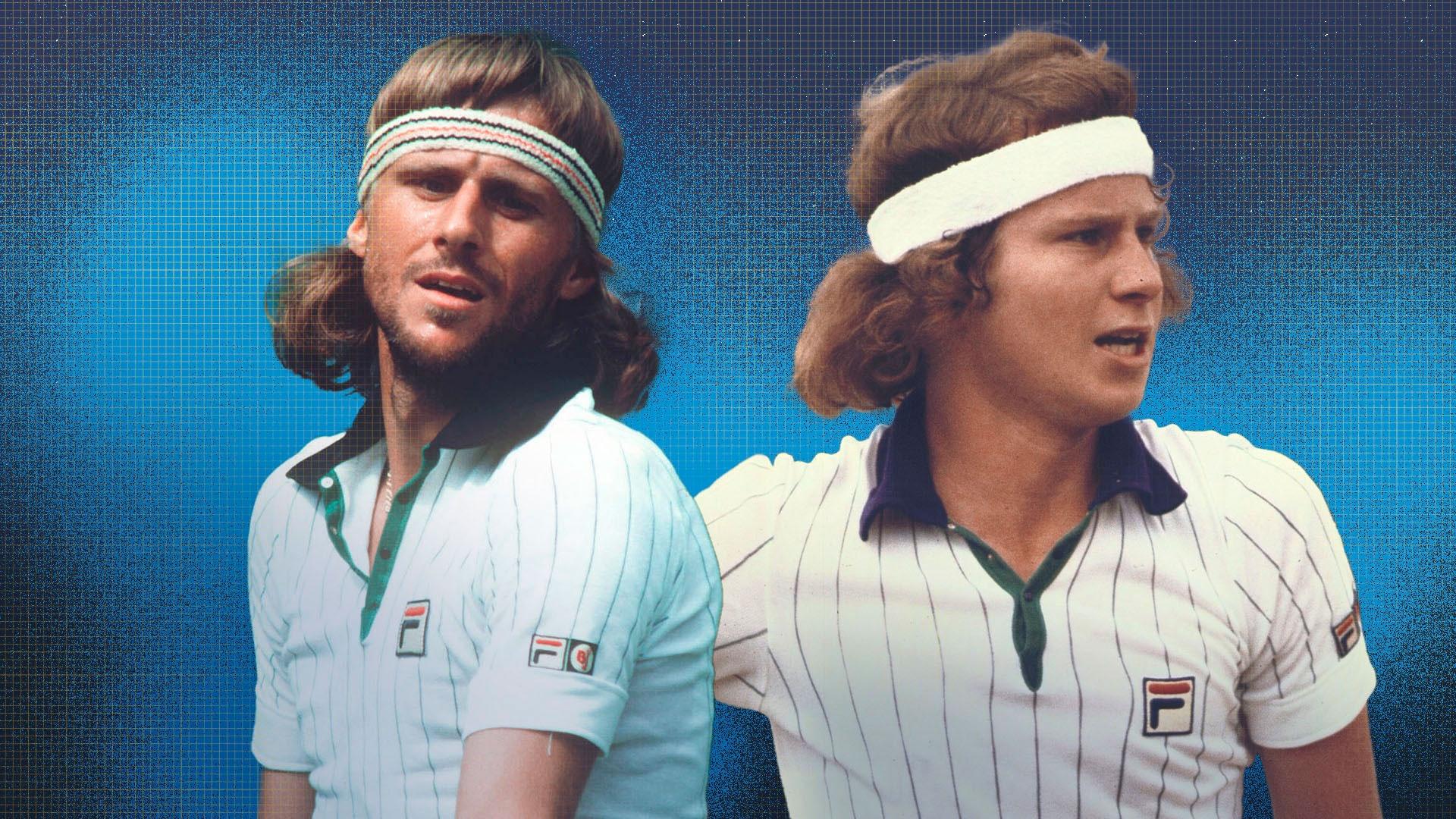 a photo college of Bjorn Borg and John McEnroe from earily in their career