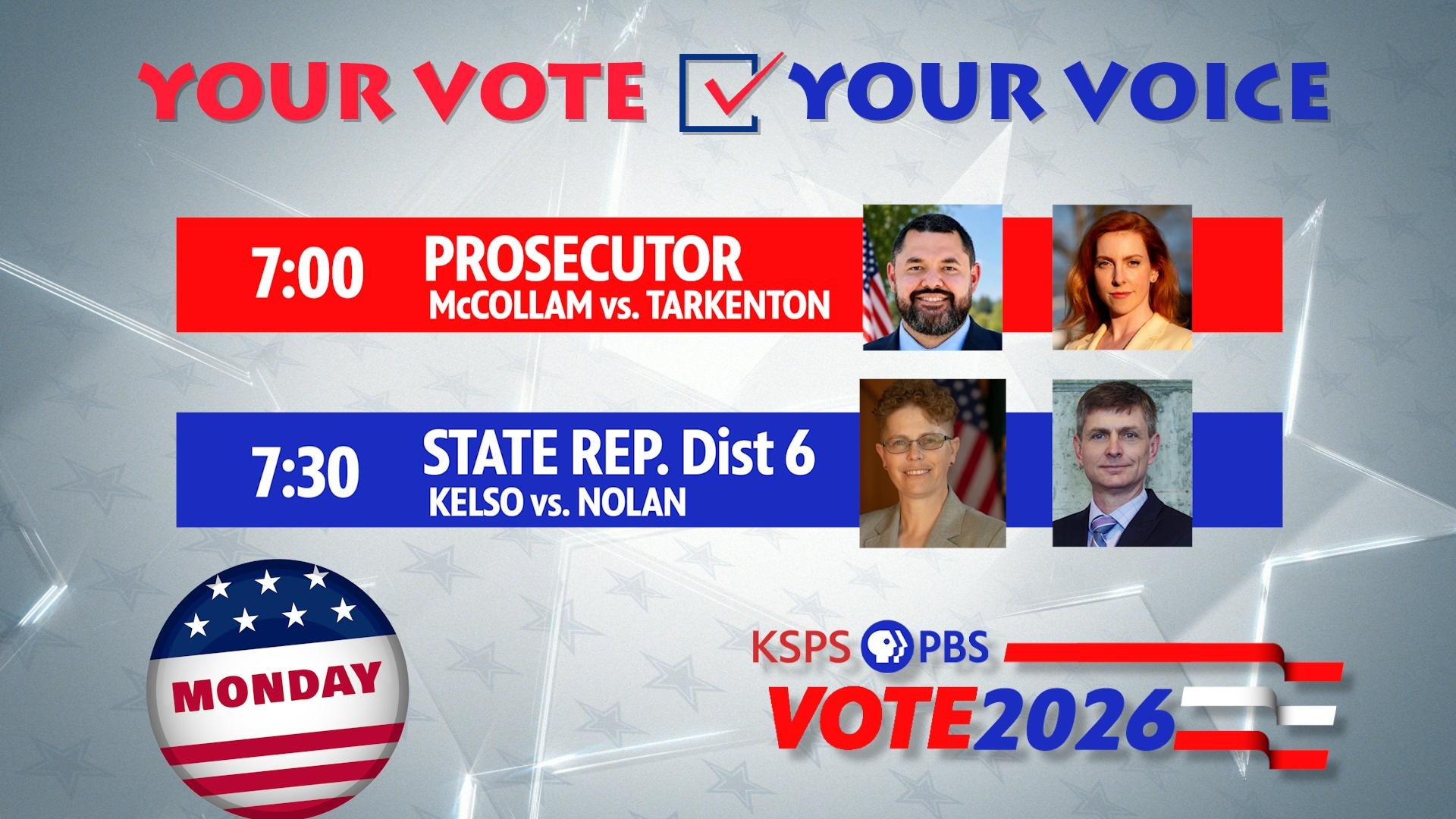 Spokane County Prosecutor and WA State Legislature District 6 candidates debate at KSPS PBS.