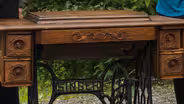Appraisal: Singer Oak-cased Sewing Machine & Table, ca. 1900