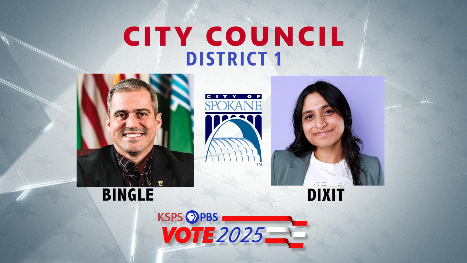 District 1 City Councilman Jonathan Bingle debates challenger Sarah Dixit for NE Spokane seat.
