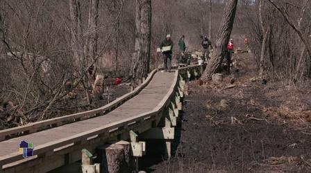 Video thumbnail: Wisconsin Life Angela joins Ice Age Trail Alliance to Make a New Boardwalk