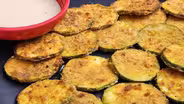 Crispy Zucchini Chips with Garlic Tahini Dip
