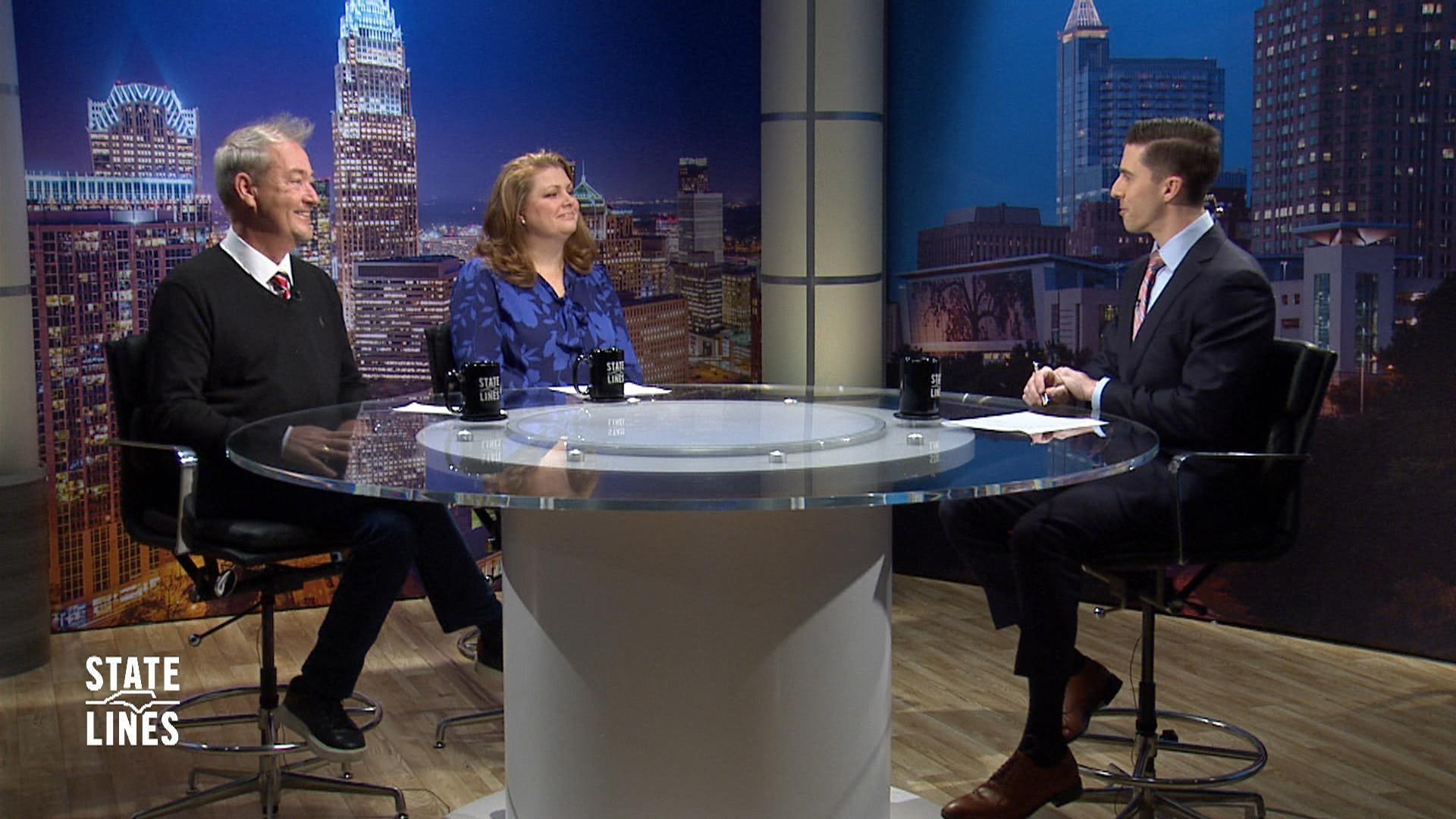 Panelists and PBS NC producer, David Hurst on the set of State Lines.