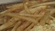 French Fries, Coleslaw, Hush Puppies, Battered Fish