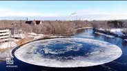 Giant ice disk forms in Maine river, enthralling residents