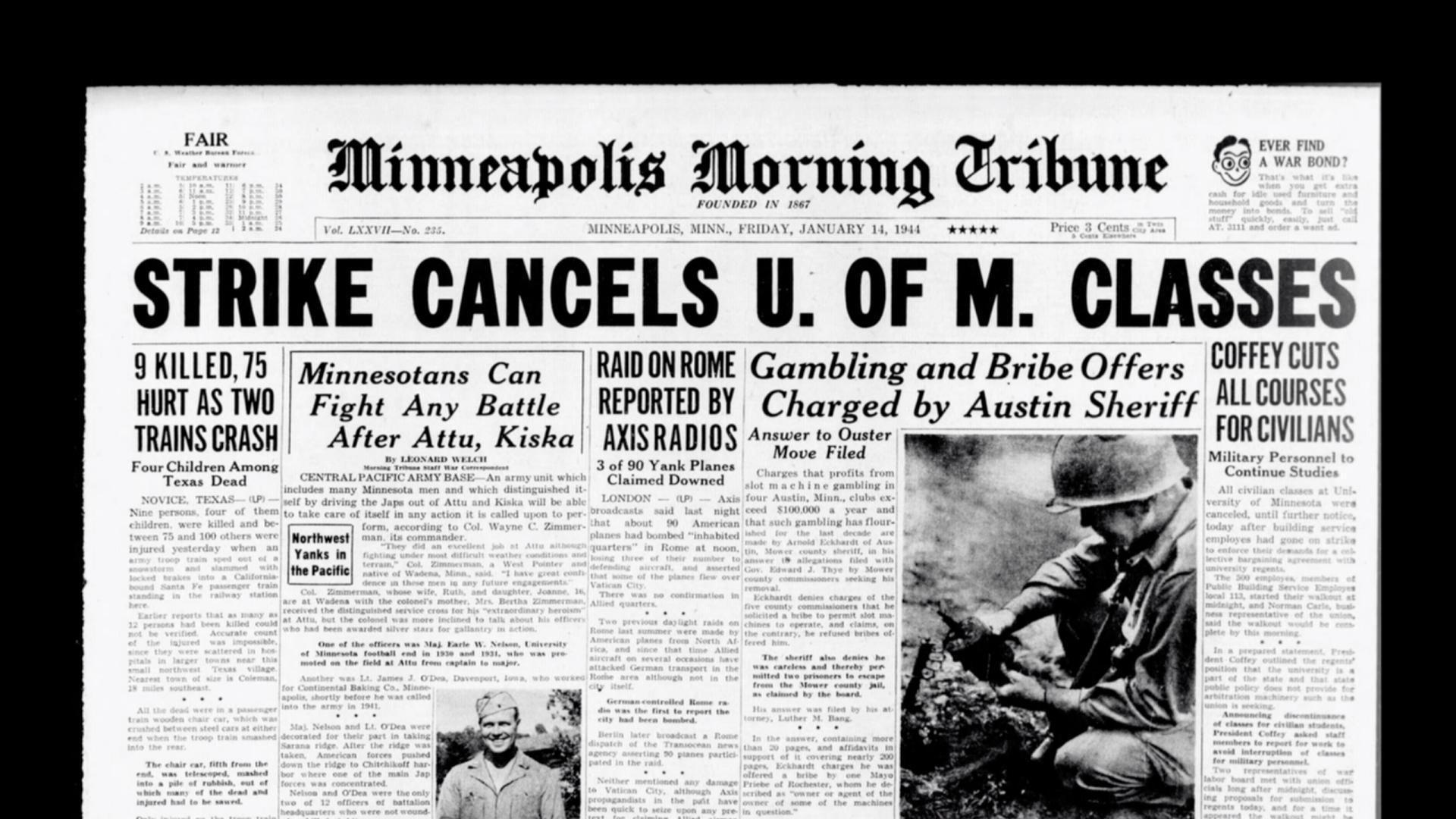 Index File | The Reason U of M Canceled Classes In 1944