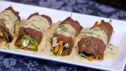 Beef Roulade with Vegetables and Cream Sauce