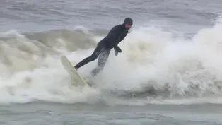Surfers on Lake Michigan Battle High Waves, Heavy Winds