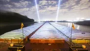 Mississippi River Barges at Night