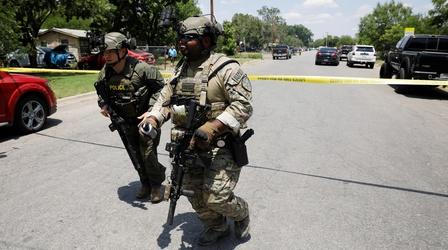 Video thumbnail: PBS NewsHour Grief grips Uvalde, Texas, as police response is scrutinized