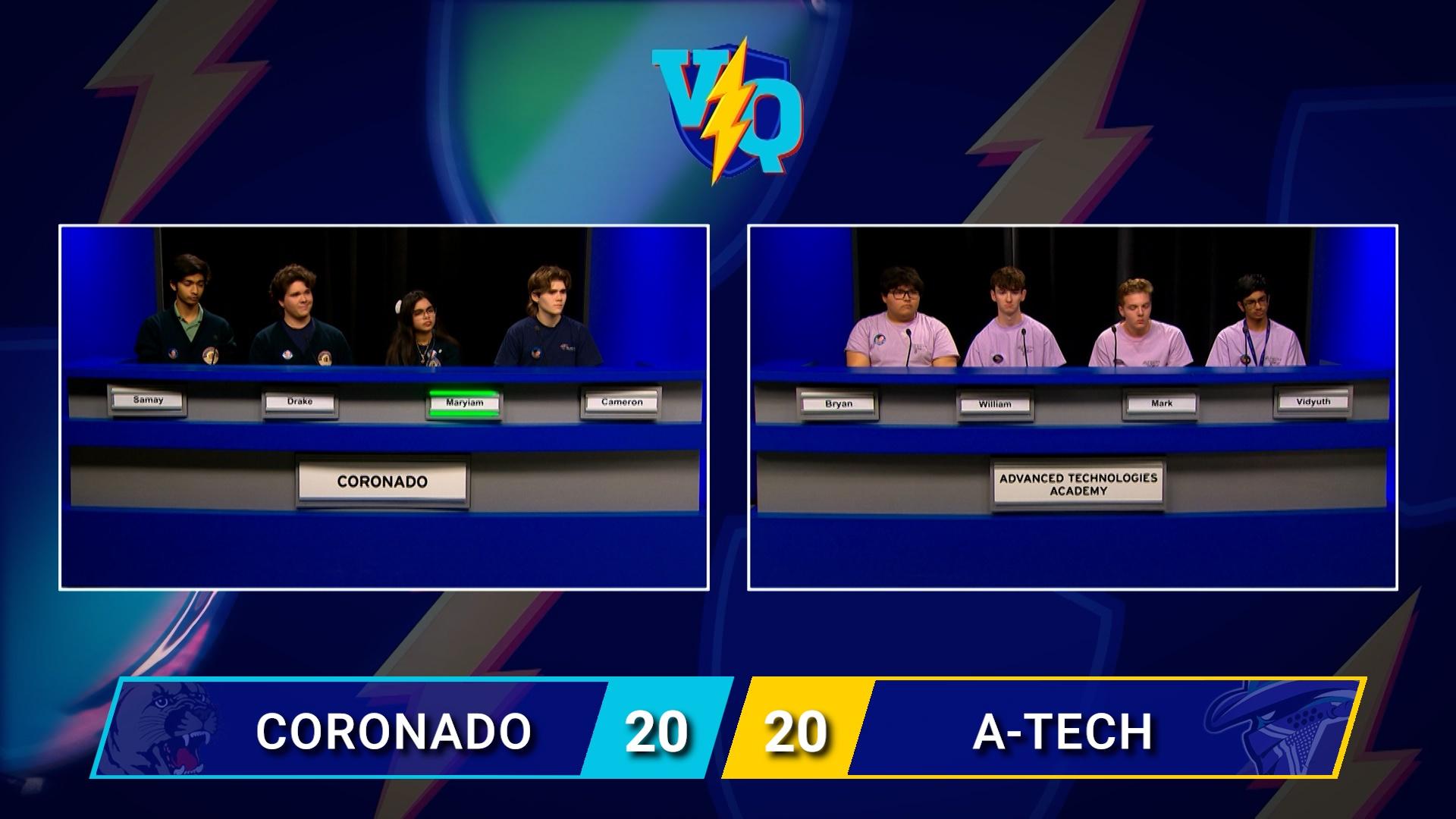 Varsity Quiz continues with Coronado High School taking on Advanced Technologies Academy.