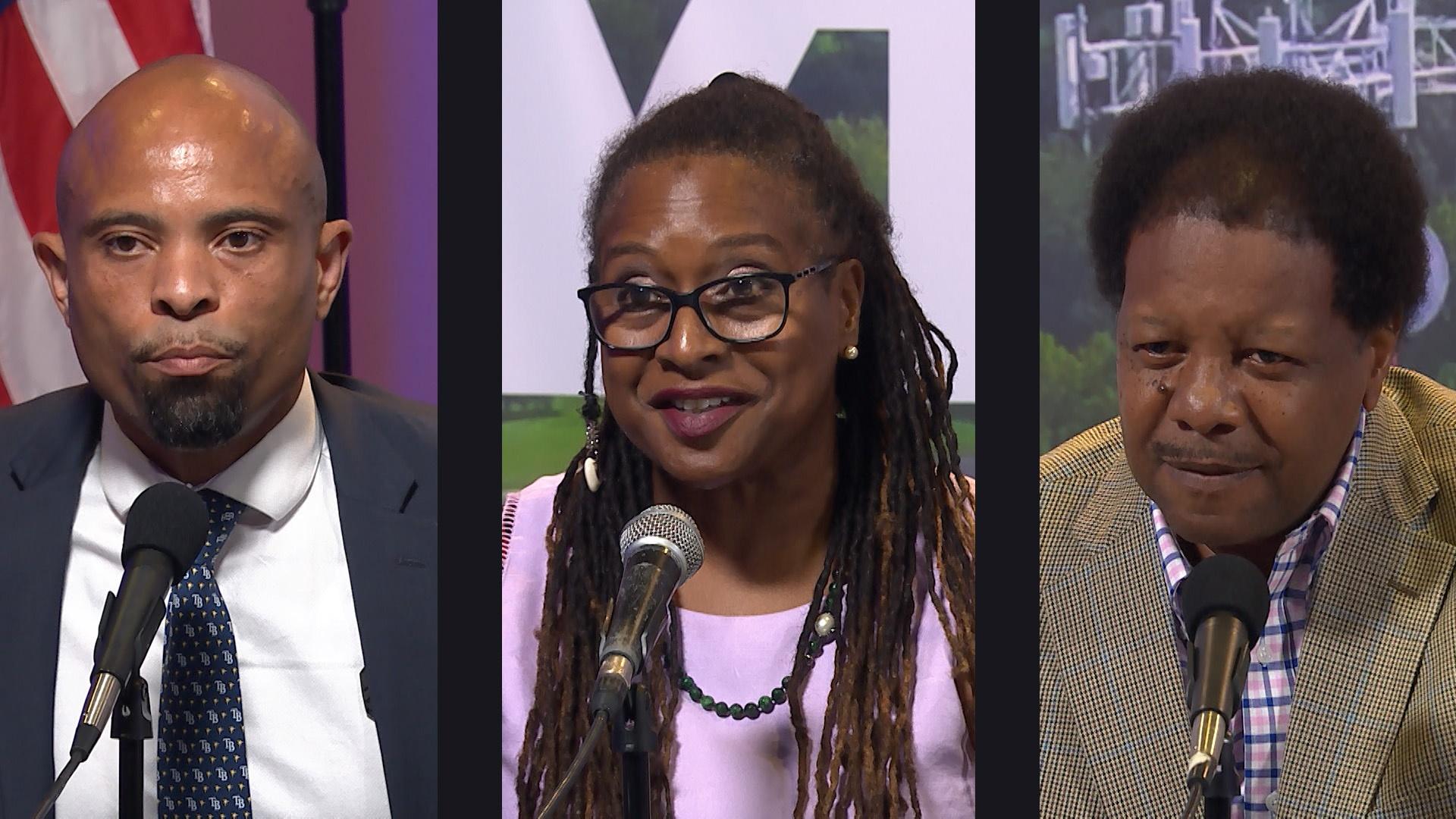 Audience members react to candidates' performance at PACE mayoral forum