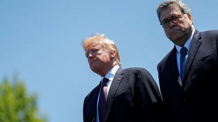 Video thumbnail: PBS NewsHour News Wrap: Barr disagrees with Trump on treason and the FBI