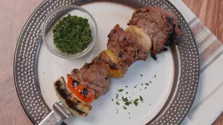 Shaved Ribeye Kabob with Vegetables