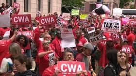 Video thumbnail: NJTV News Public unions march on Trenton, call for millionaire's tax