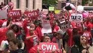 Public unions march on Trenton, call for millionaire's tax