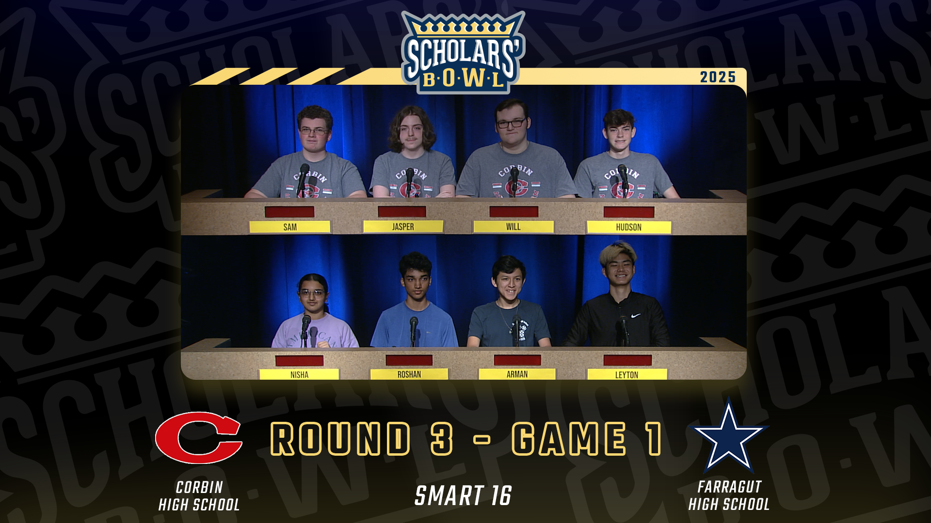 Scholars' Bowl Smart 16 Game Farragut vs Corbin Season 41