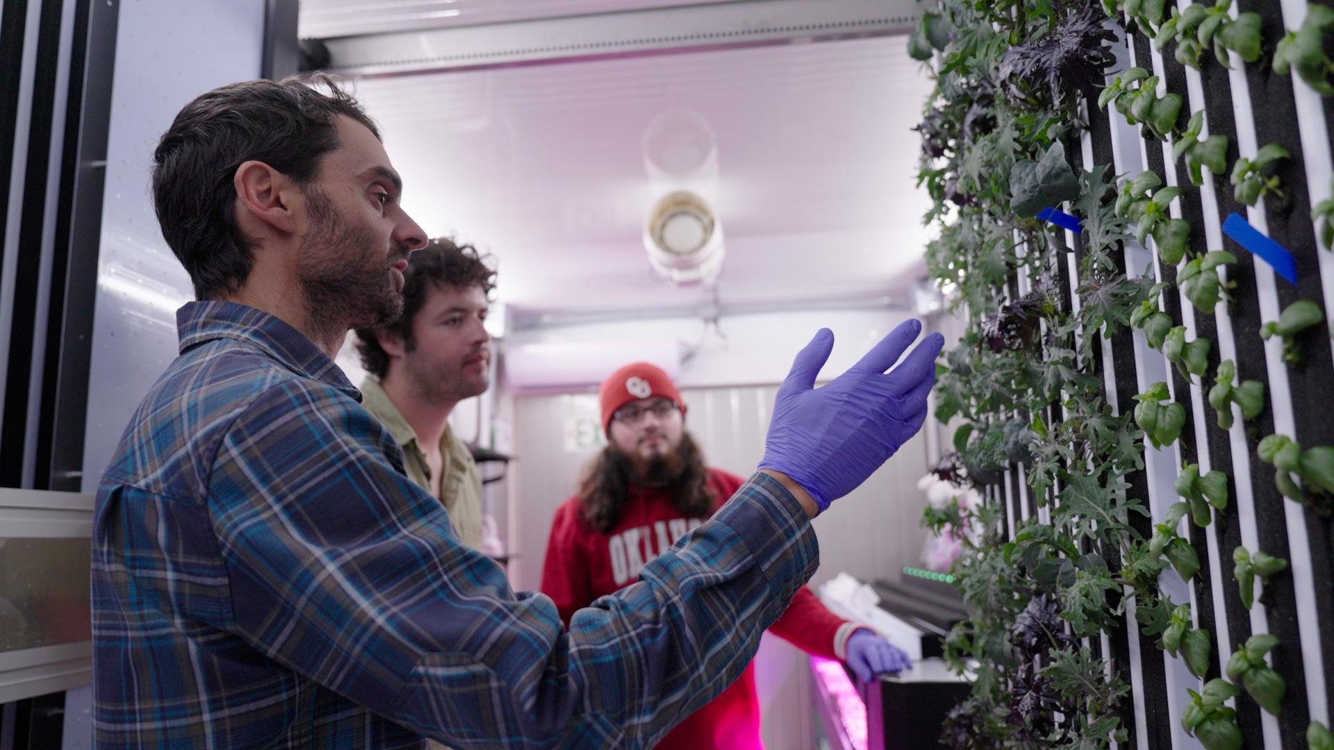 This shipping container is actually a classroom for hydroponic farming.