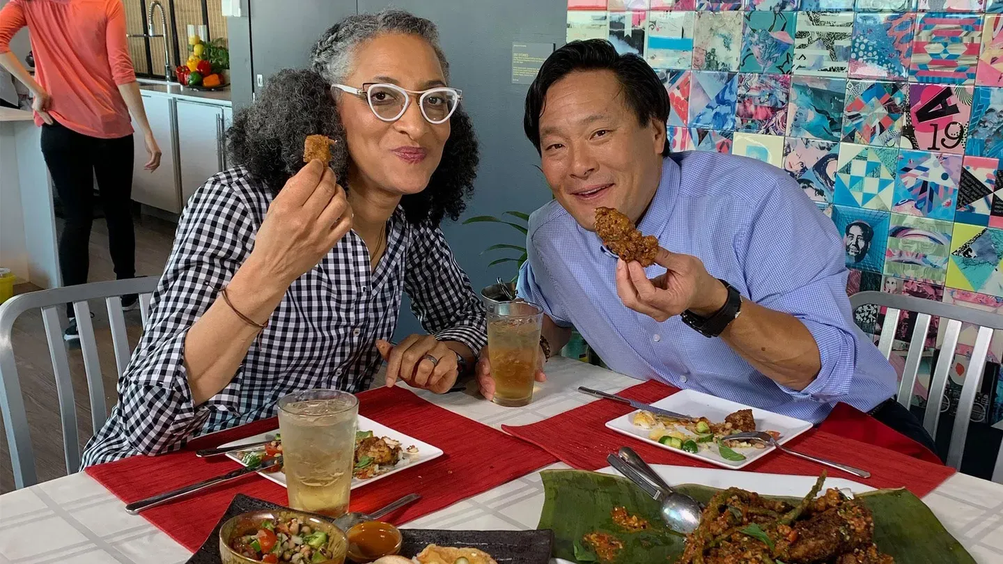 Ming Tsai with guest Carla Hall