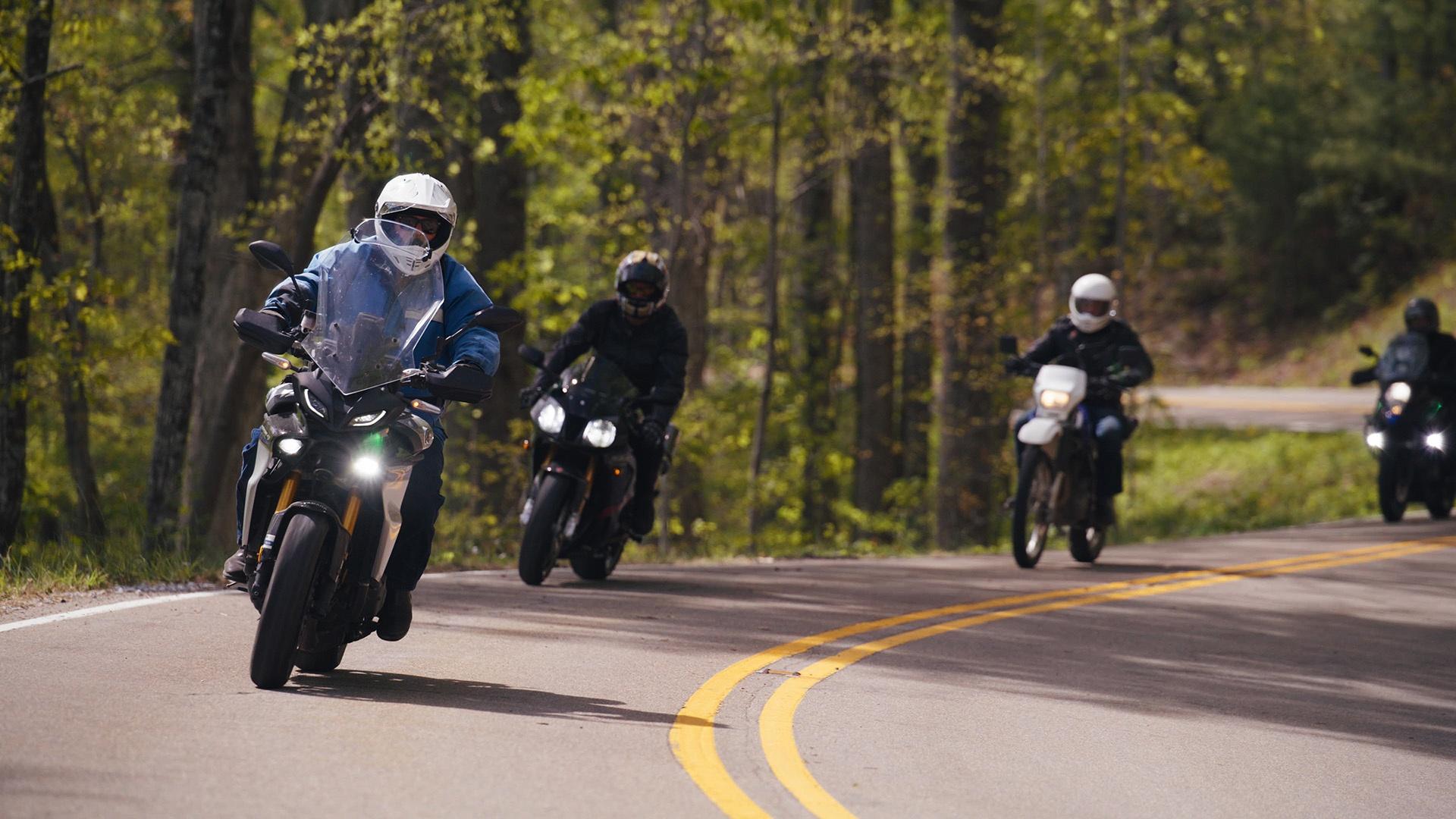 Motorcyclists ride in Little Switzerland, NC.