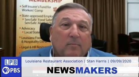 Video thumbnail: Newsmakers Louisiana Restaurant Association | Stan Harris | 09/09/2020