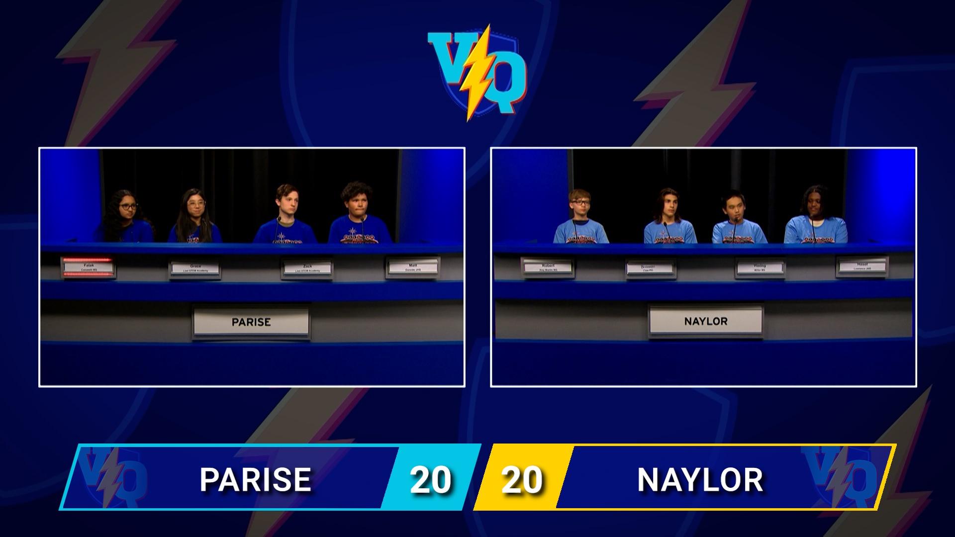 Junior Varsity Quiz concludes its season with Team Parise taking on Team Naylor.
