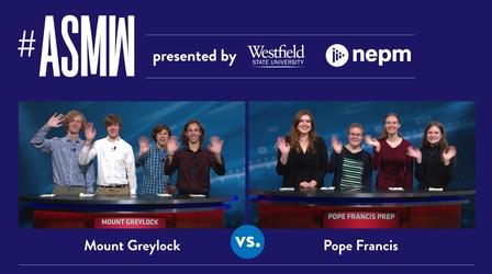 Video thumbnail: As Schools Match Wits Mount Greylock Vs. Pope Francis (Mar 18, at 7p.m.)