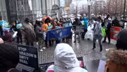 Protest at Port Authority HQ over Newark airport Amazon hub