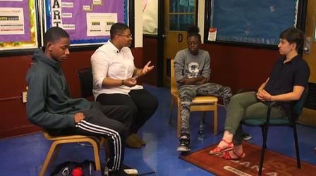 Video thumbnail: PBS NewsHour Schools resolve conflicts by getting kids to talk things out