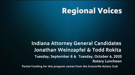 Video thumbnail: Evansville Rotary Club Regional Voices: 2020 Indiana Attorney General Candidates