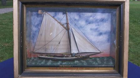 Appraisal: America's Cup Puritan Ship Shadow Box, ca. 1885