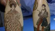 Appraisal: Pair of Whale Teeth Scrimshaw, ca. 1840